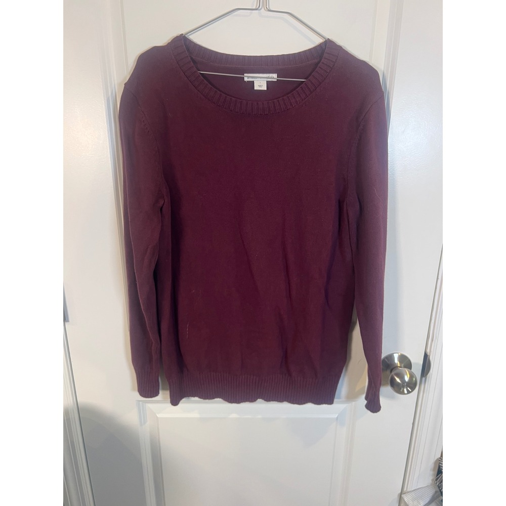 Amazon Essentials Womens Sweater 100% Cotton Crewneck Burgundy Size L‎
